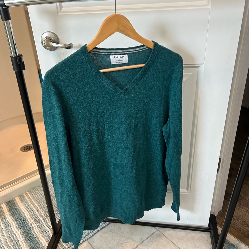 Old Navy Teal V-Neck Women's Sweater
